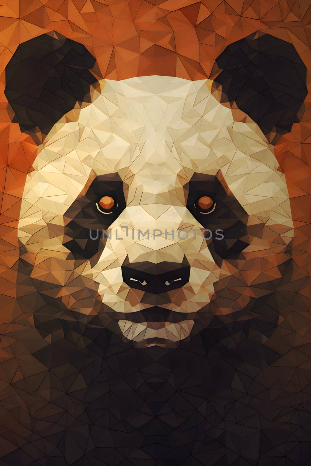 Low poly panda portrait. Polygonal background. Vector illustration. by ThemesS