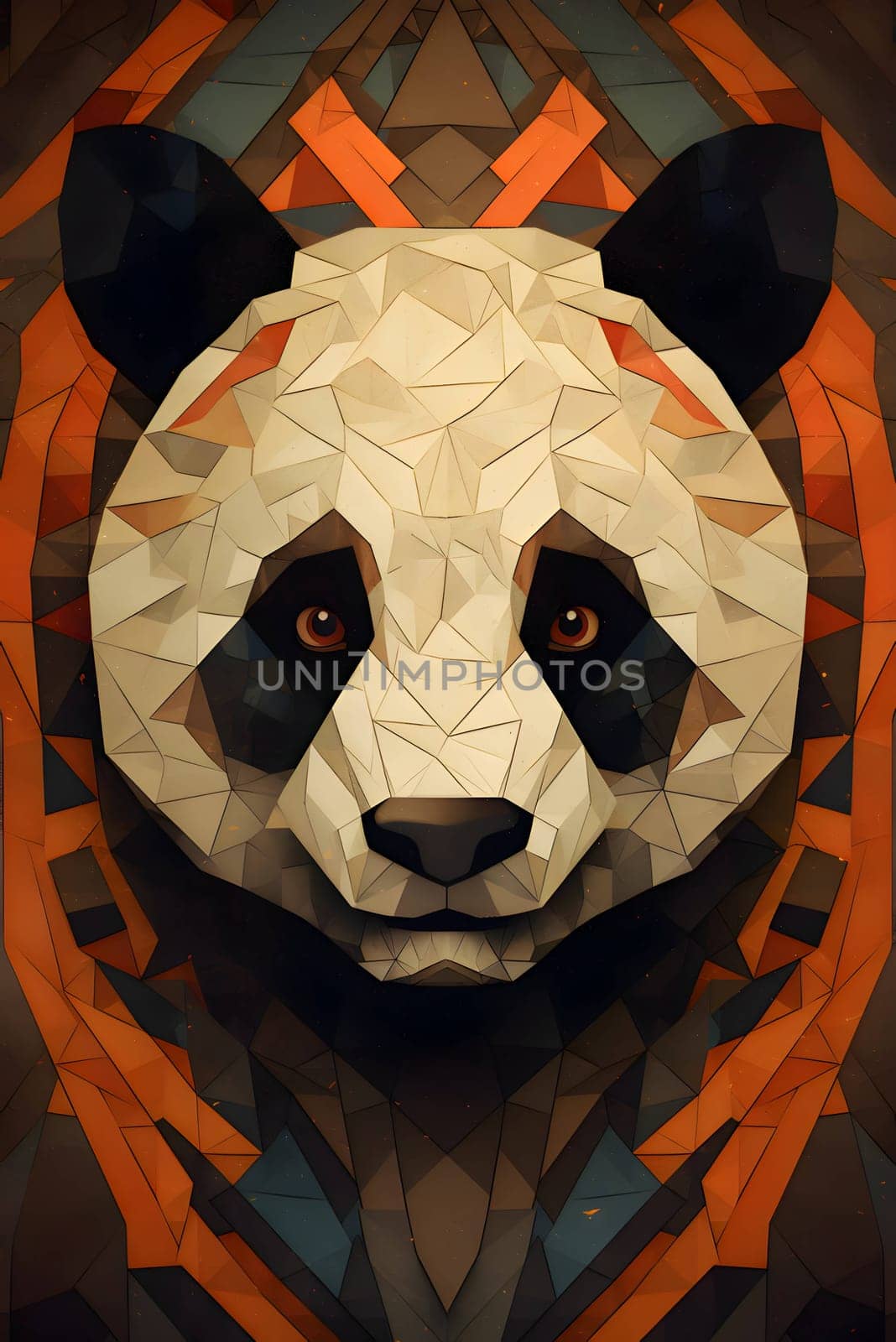 Abstract illustration: Panda. Polygonal low poly illustration. Abstract background.