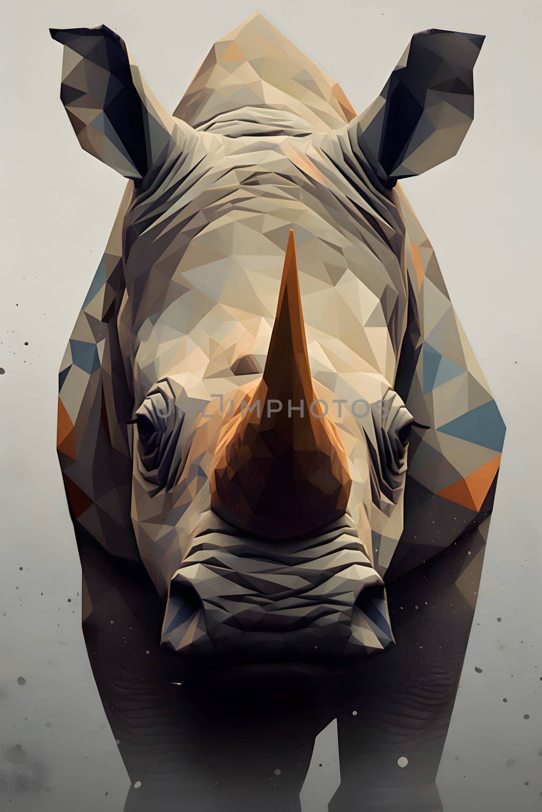 Abstract illustration: Low poly rhinoceros in low poly style. Vector illustration