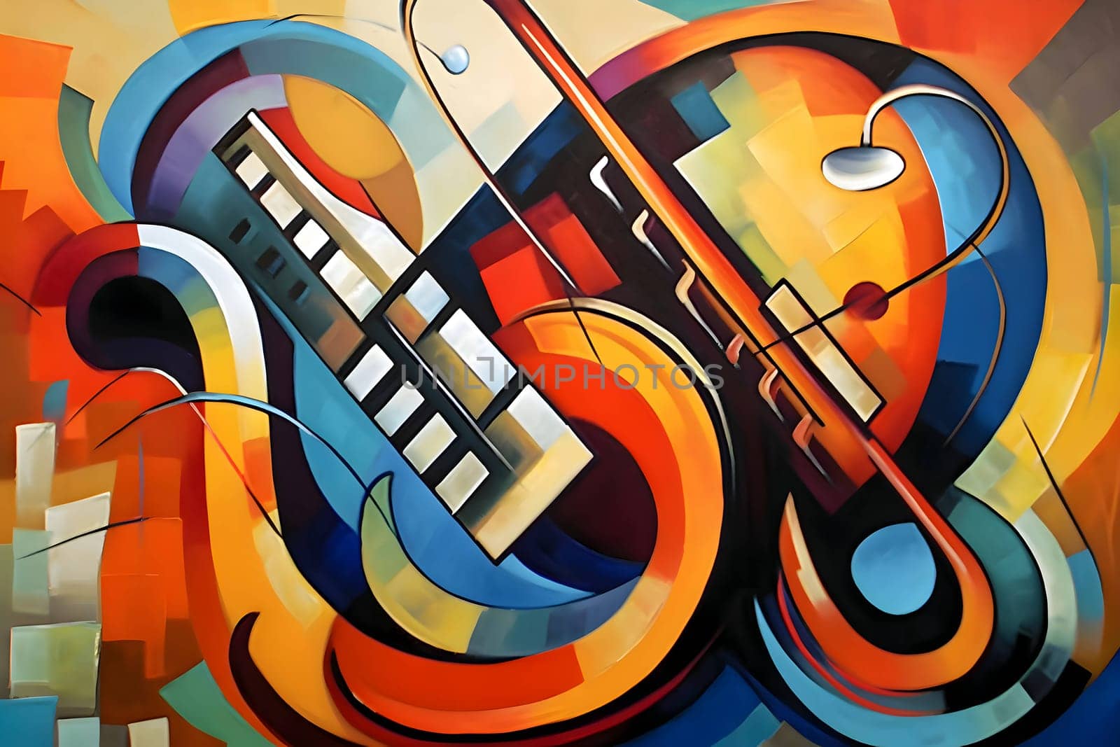 Abstract illustration: abstract color design art illustration with music note in the middle