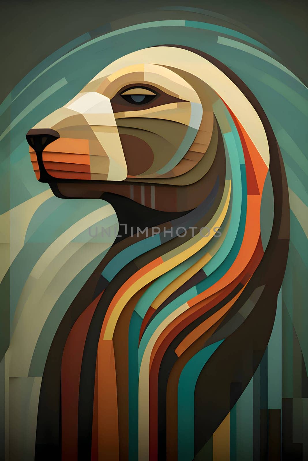 Abstract illustration: Vector illustration of a bear head with abstract background. Eps 10.