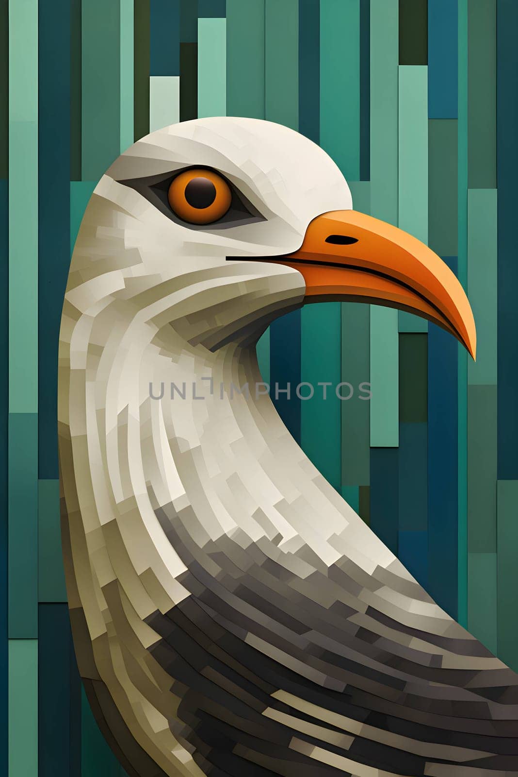 Illustration of an eagle at the top of a colorful geometric background by ThemesS