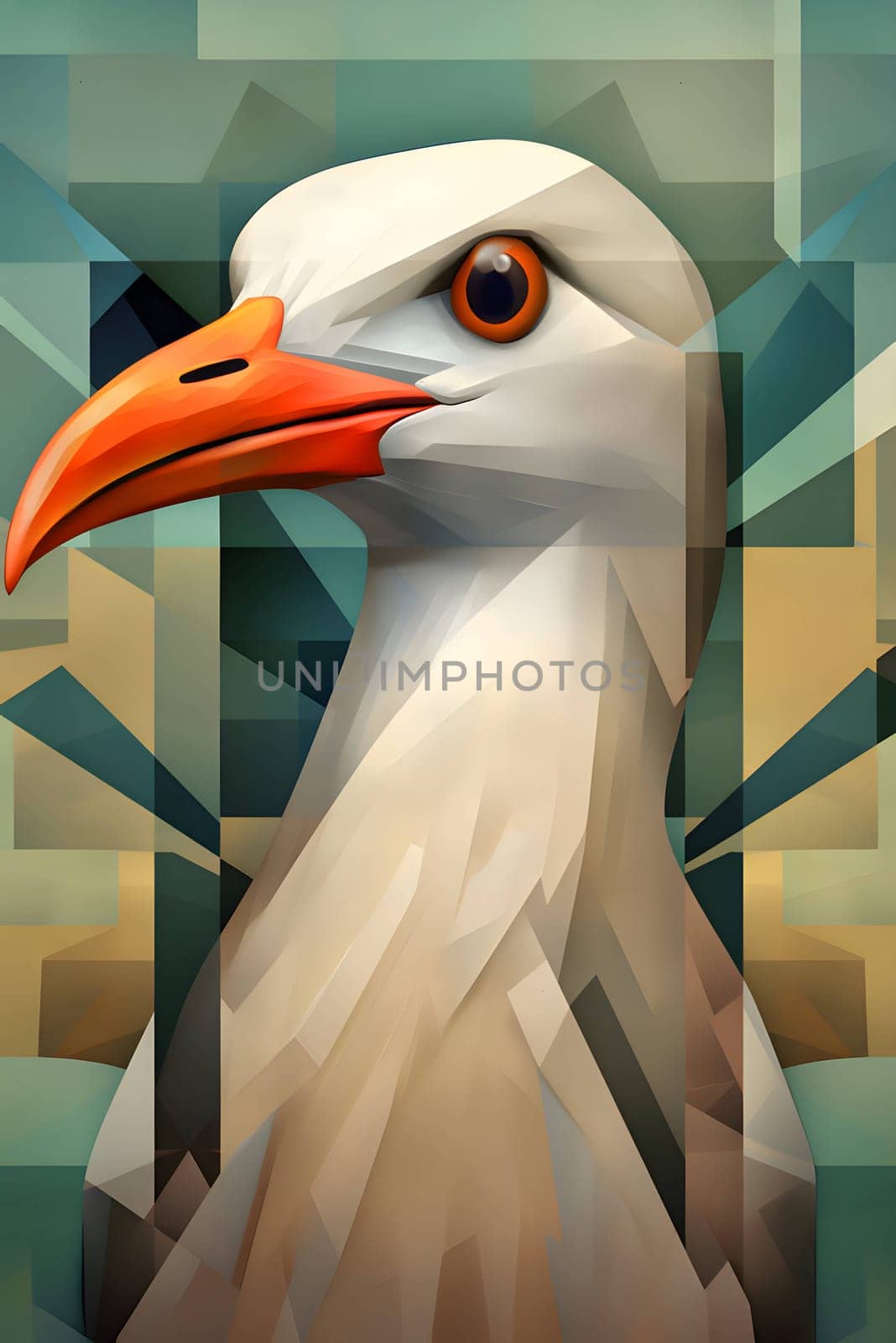 Vector illustration of a beautiful seagull on a multicolored background by ThemesS