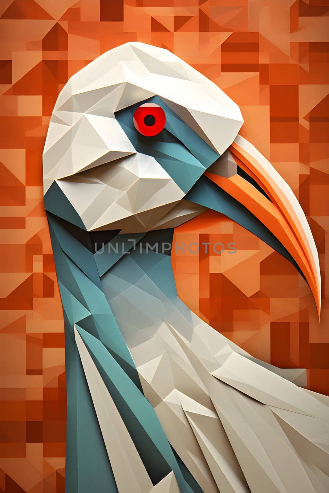 Abstract illustration: Seagull on abstract geometric background. Vector illustration eps10