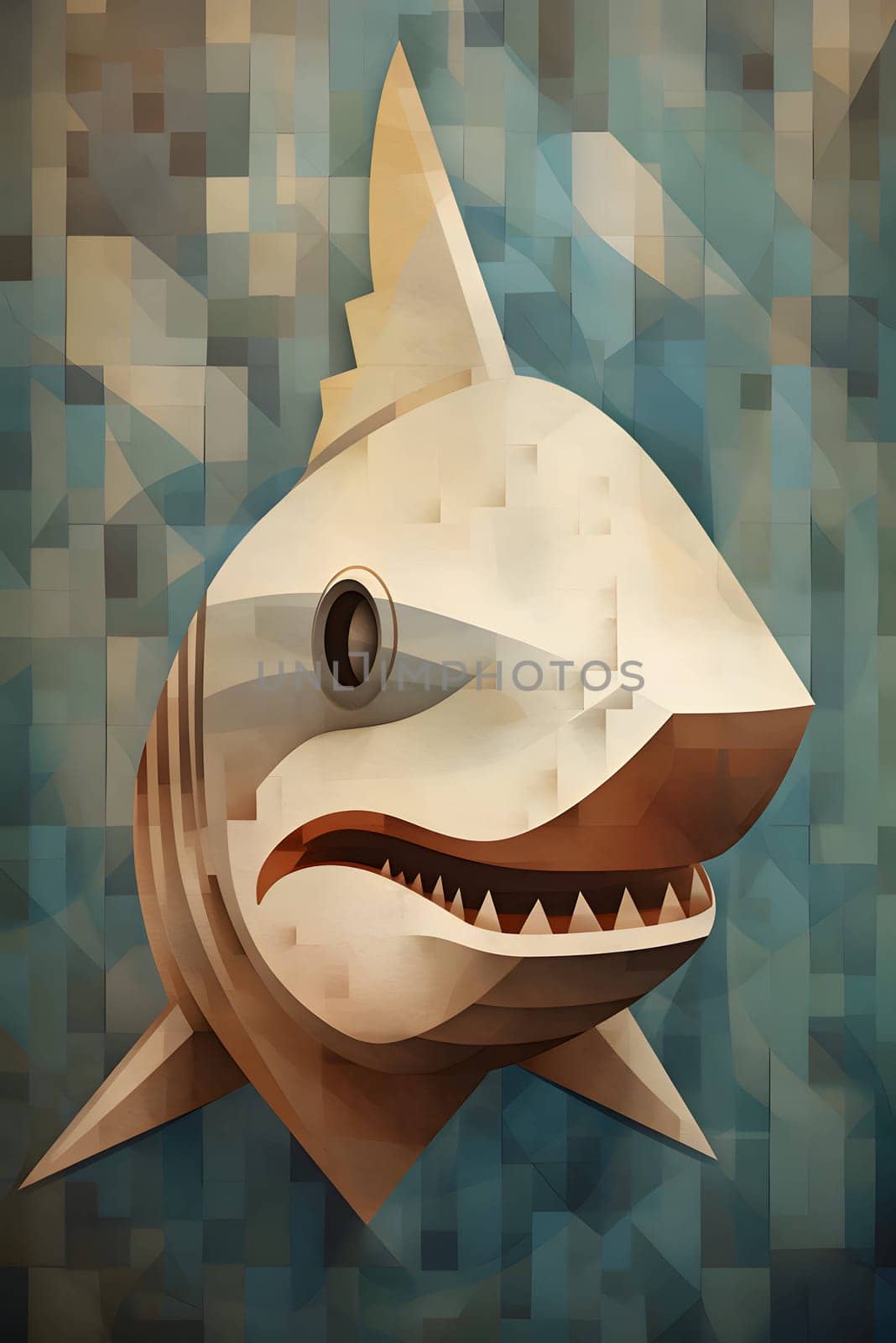 Abstract illustration: abstract background with a shark in a low poly style, vector illustration