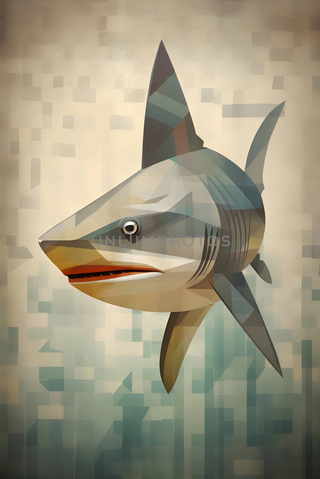 Shark on a grunge background. Vector illustration. Eps 10 by ThemesS