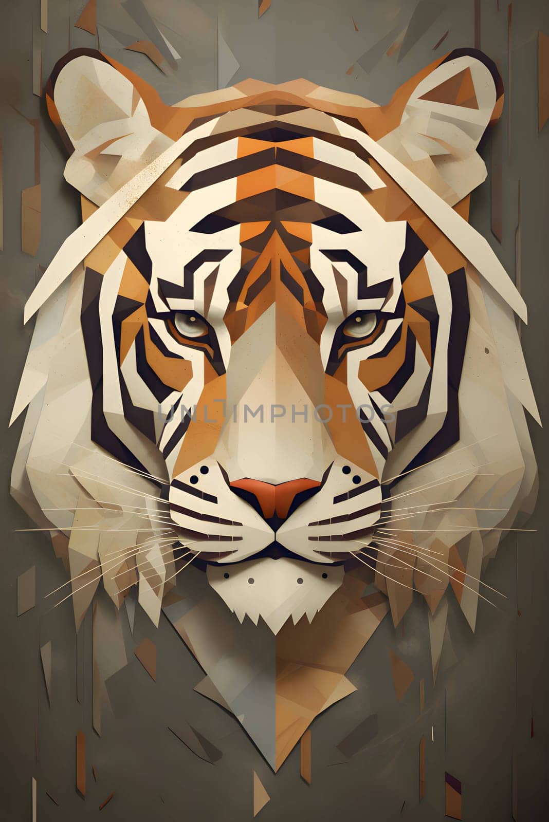 Tiger head in paper cut style. Vector illustration for your design by ThemesS