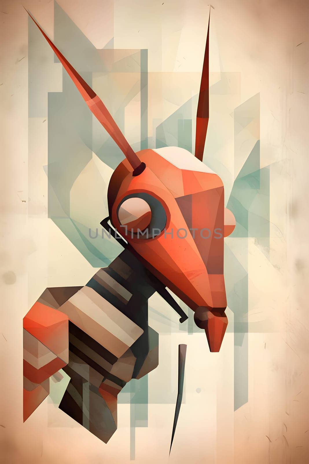 Abstract illustration: Retro futuristic spaceship with low poly background. Vector illustration. Eps 10