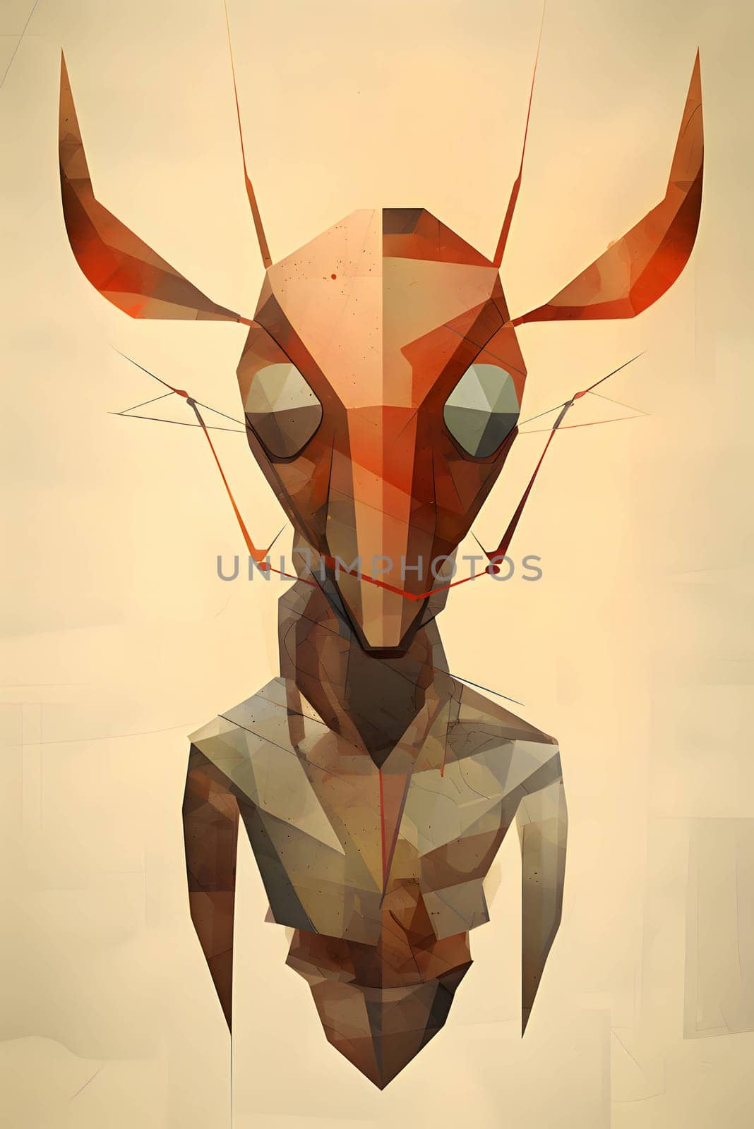 Abstract illustration: Low poly illustration of an ant, low polygonal style.