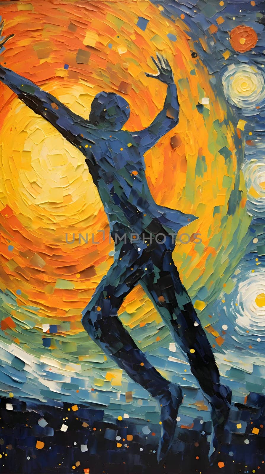 Abstract illustration: Abstract oil painting of a ballerina dancing on a colorful background