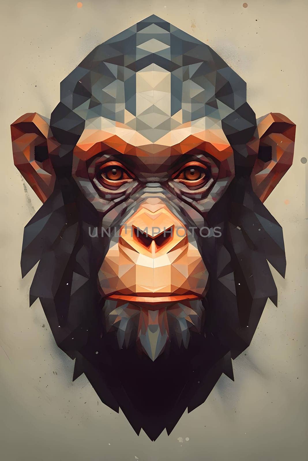 Abstract illustration: Low poly portrait of a gorilla in low poly style. Vector illustration.