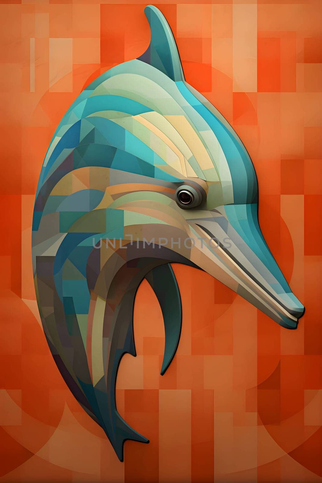 Abstract illustration: Dolphin. Vector illustration of a dolphin on a colorful background.