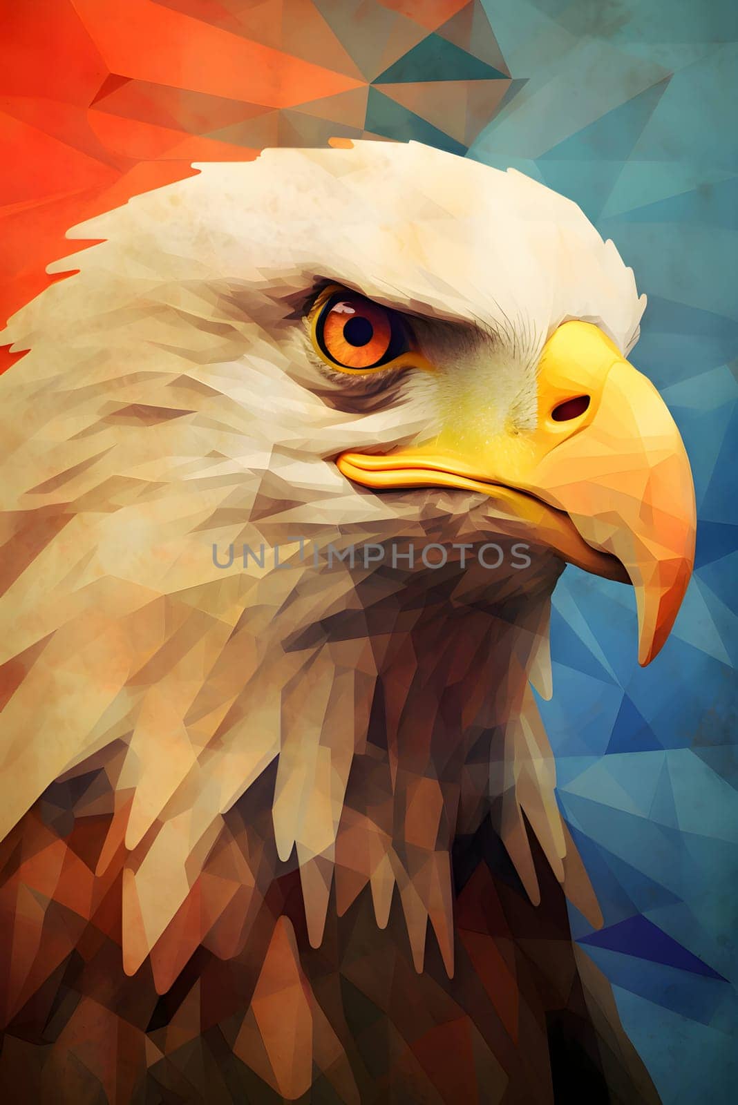 Abstract illustration: Eagle head on abstract polygonal background. Vector illustration.