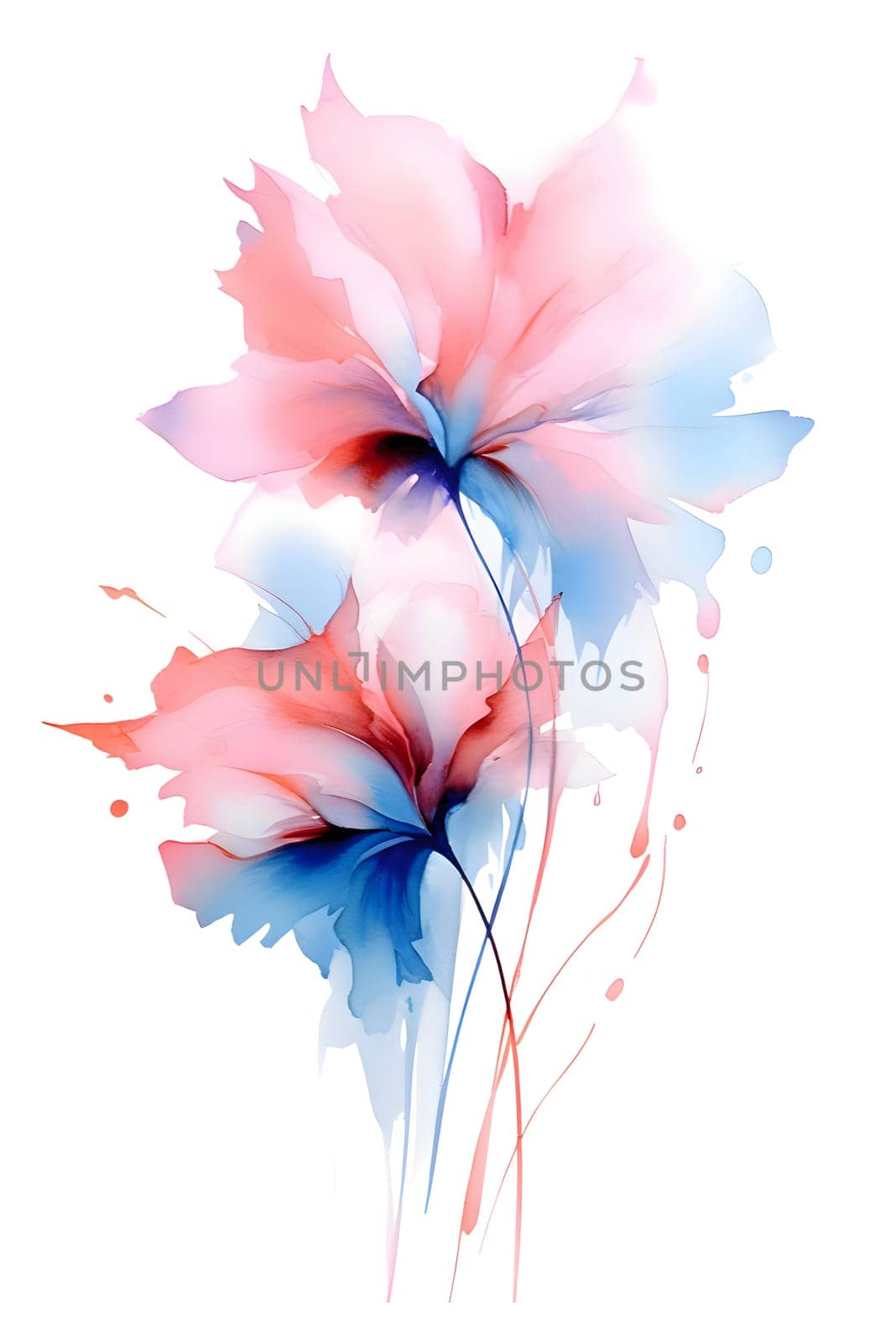 Watercolor flowers isolated on white background. Hand-drawn illustration. by ThemesS