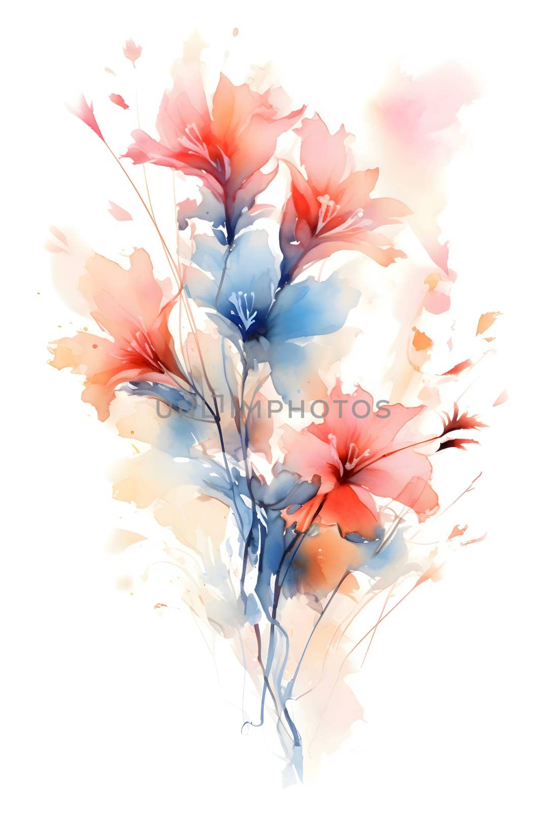 Abstract illustration: Watercolor background with flowers. Hand drawn illustration for your design.