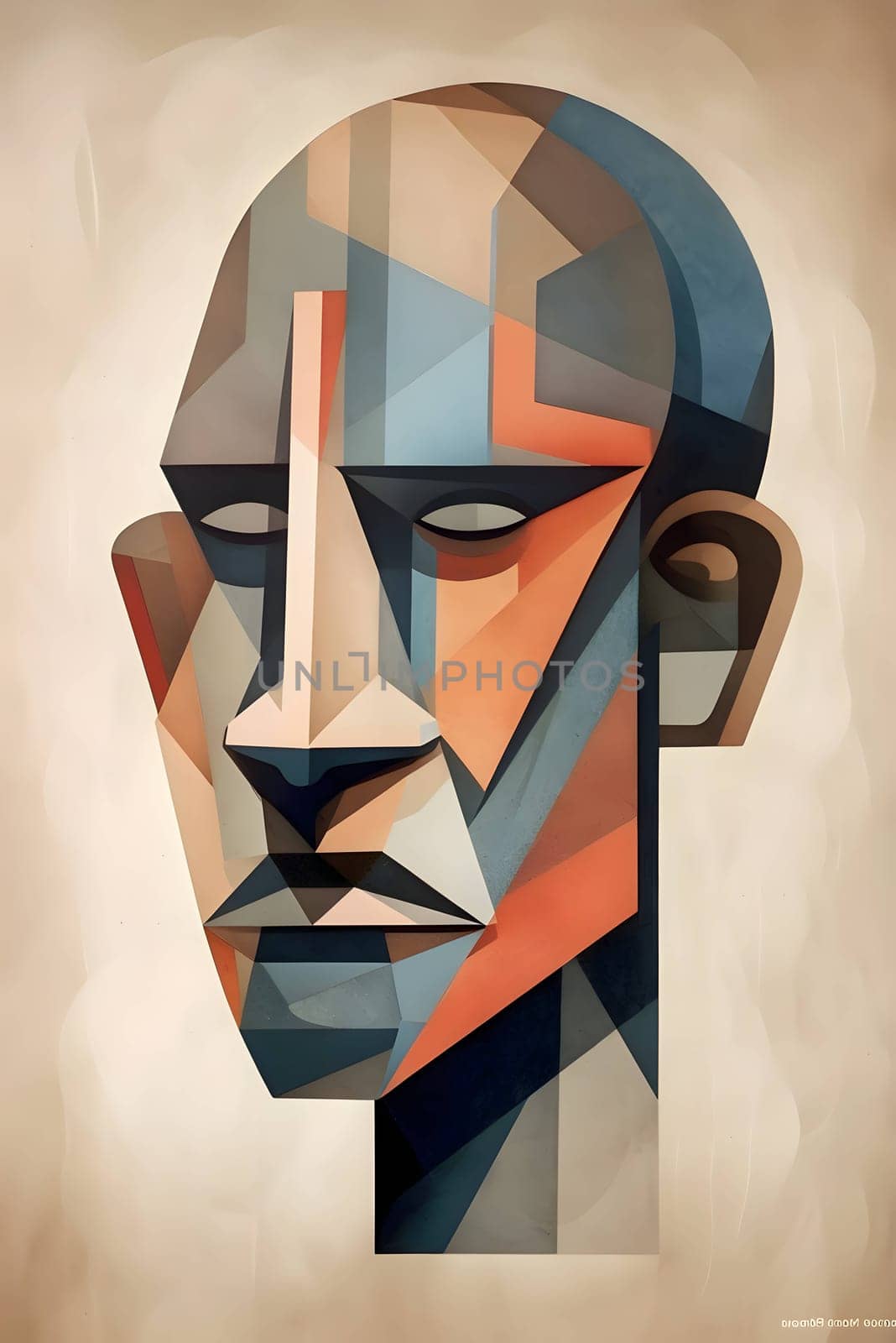 Abstract illustration: Abstract portrait of a man combined with geometric shapes. Vector illustration.