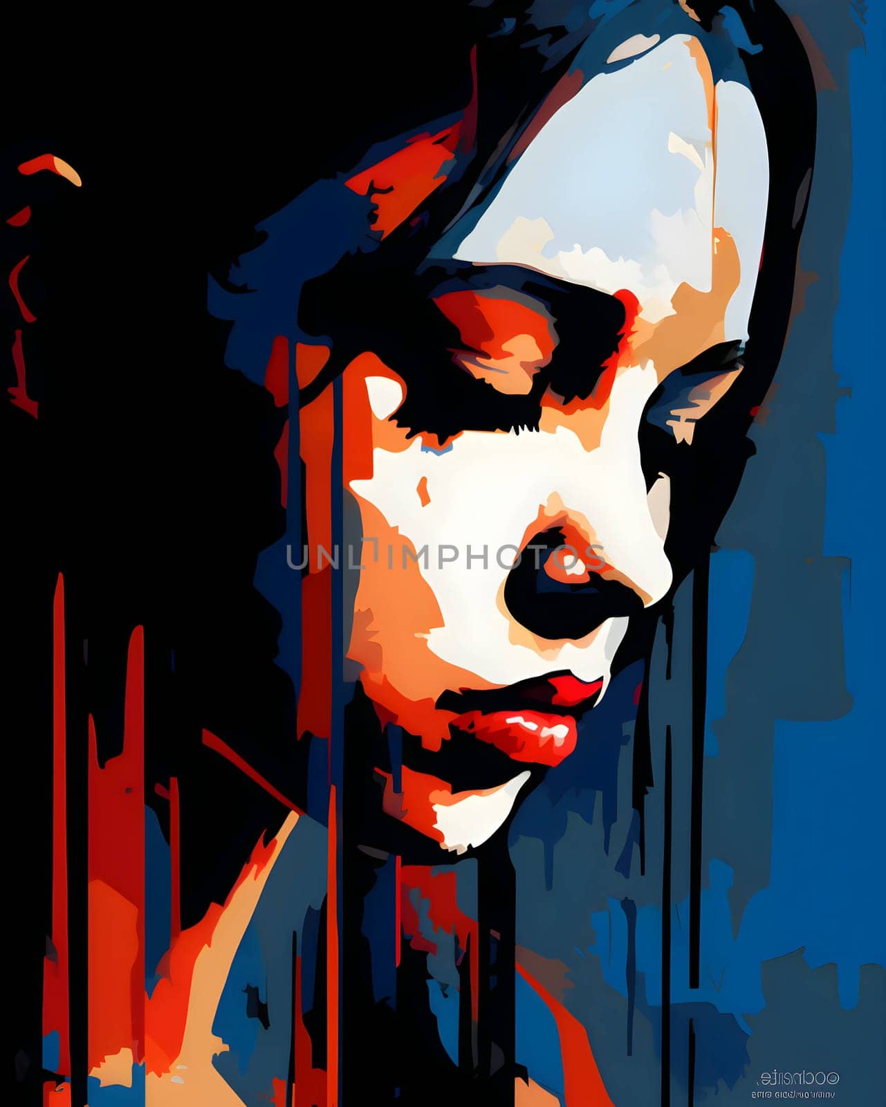 Abstract portrait of a beautiful woman. Vector illustration. Grunge style. by ThemesS