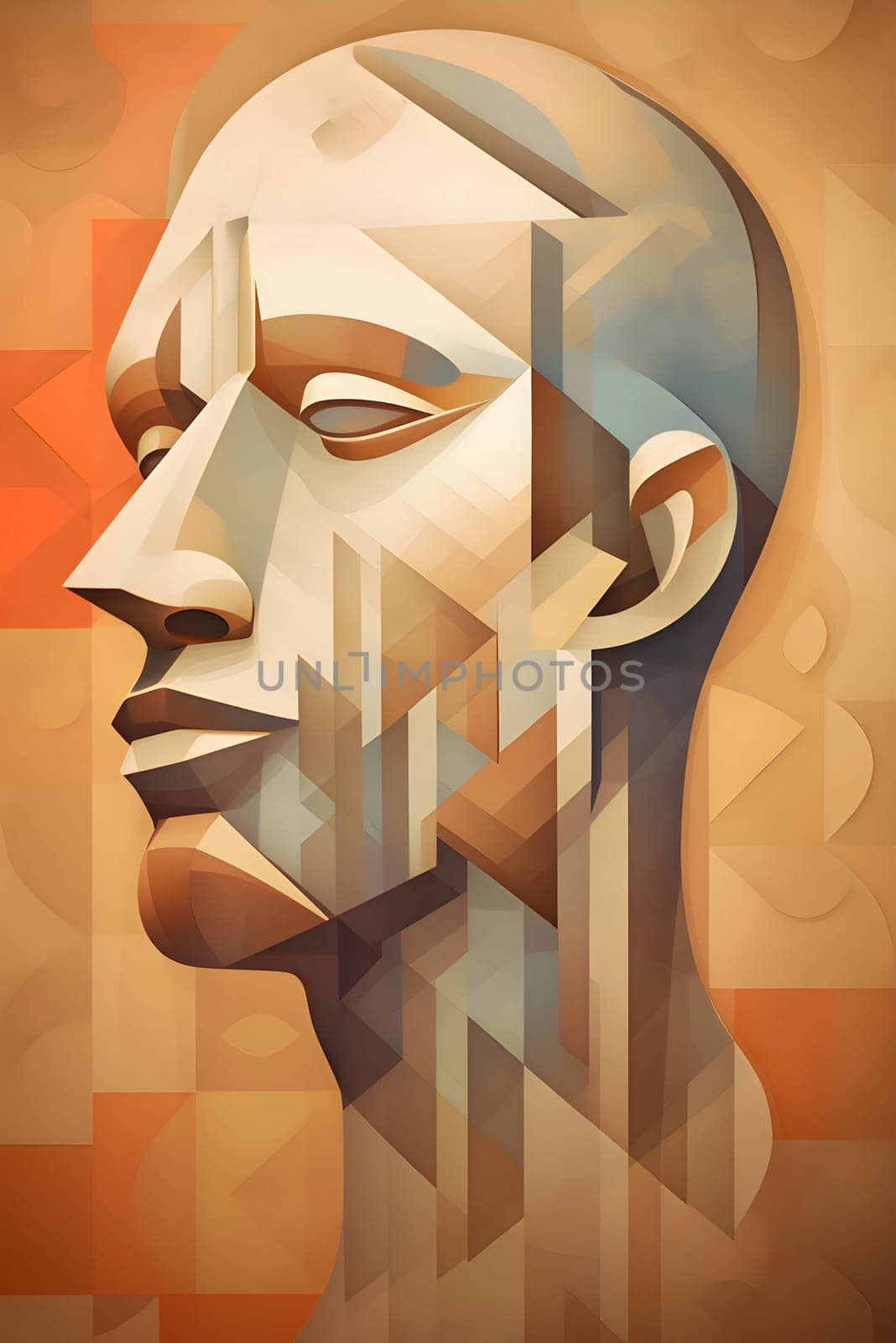 Abstract man head in profile, polygonal style. Vector illustration. by ThemesS