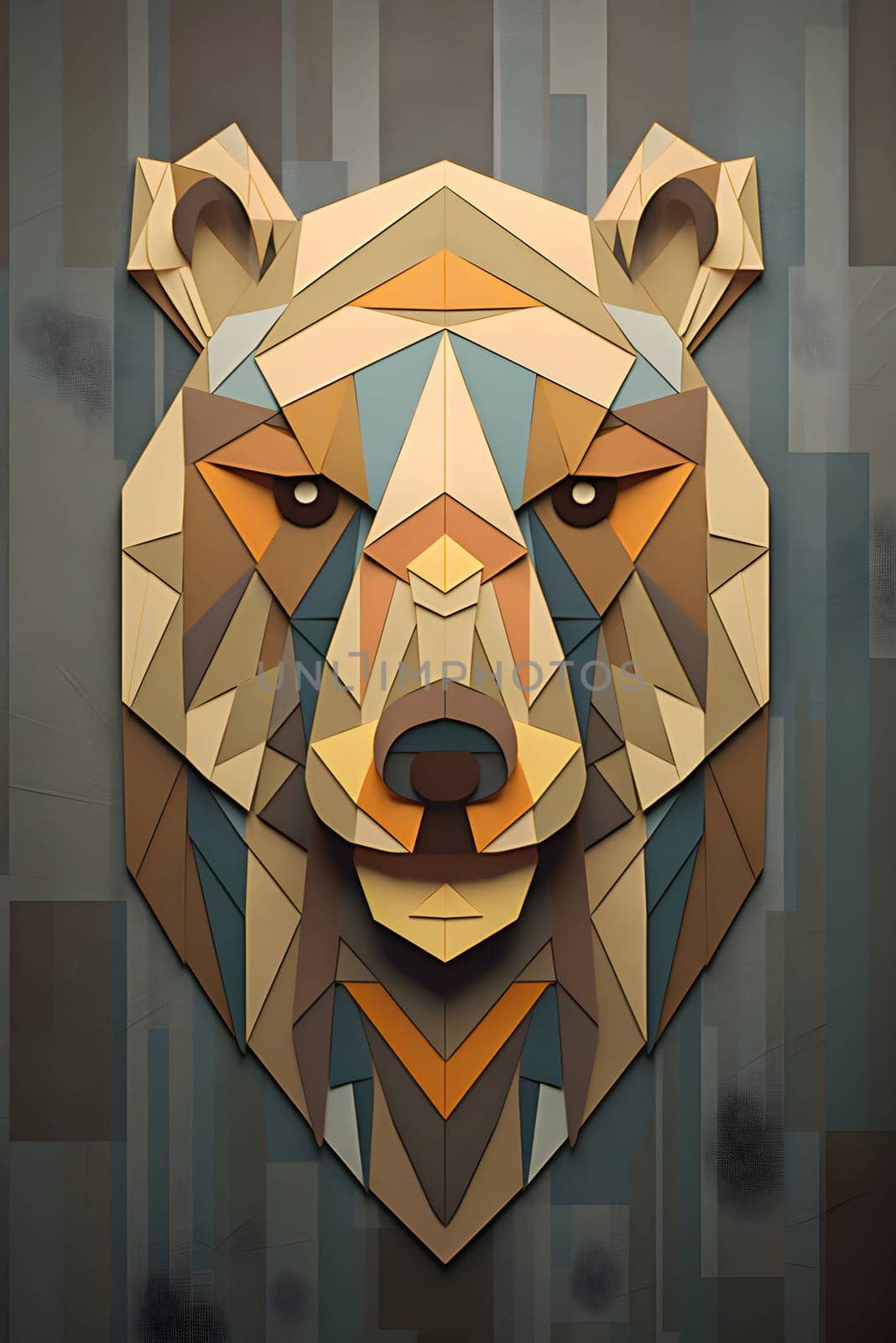 Abstract illustration: Vector illustration of a bear head made of polygonal geometric shapes