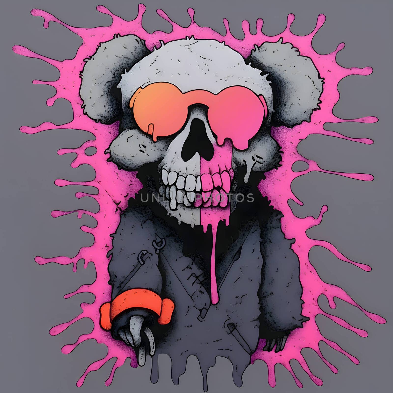 Abstract illustration: Skull of a koala in pink paint. Vector illustration.