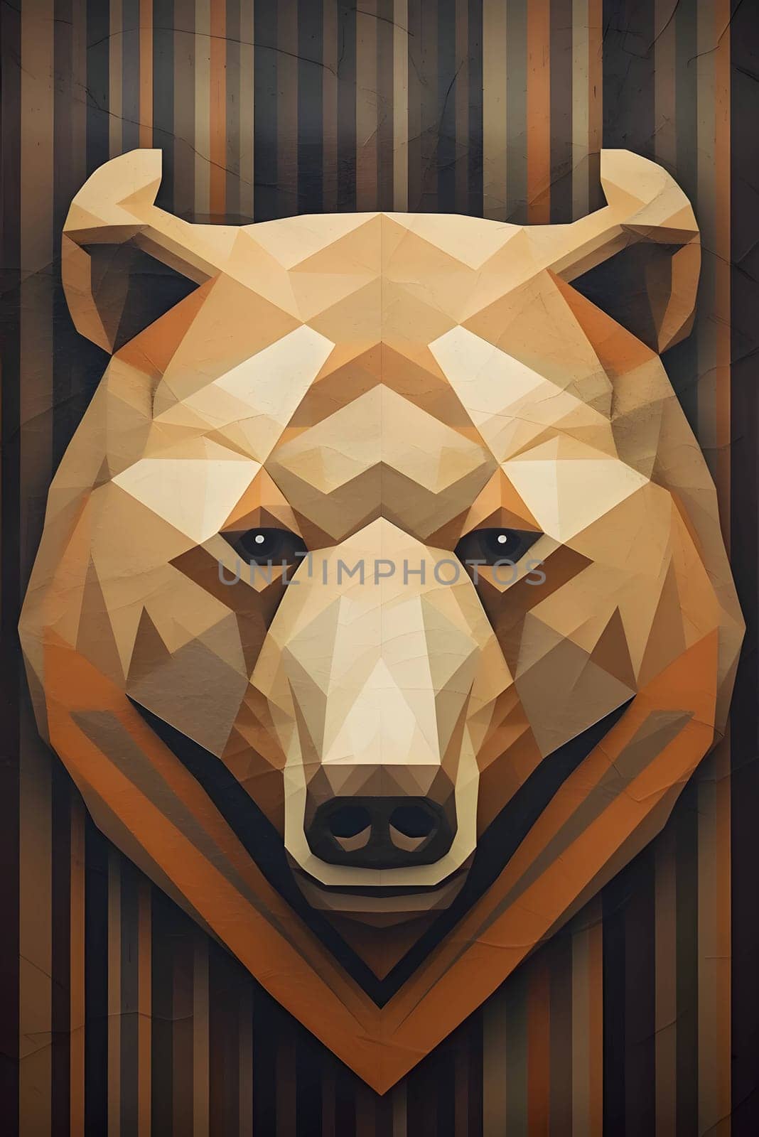 Abstract illustration: Brown bear head in low poly style. Polygonal vector illustration.