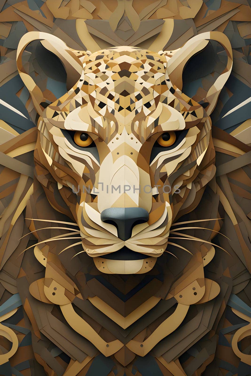 Abstract illustration: Leopard face on a colorful background. 3D rendering. Digital illustration.