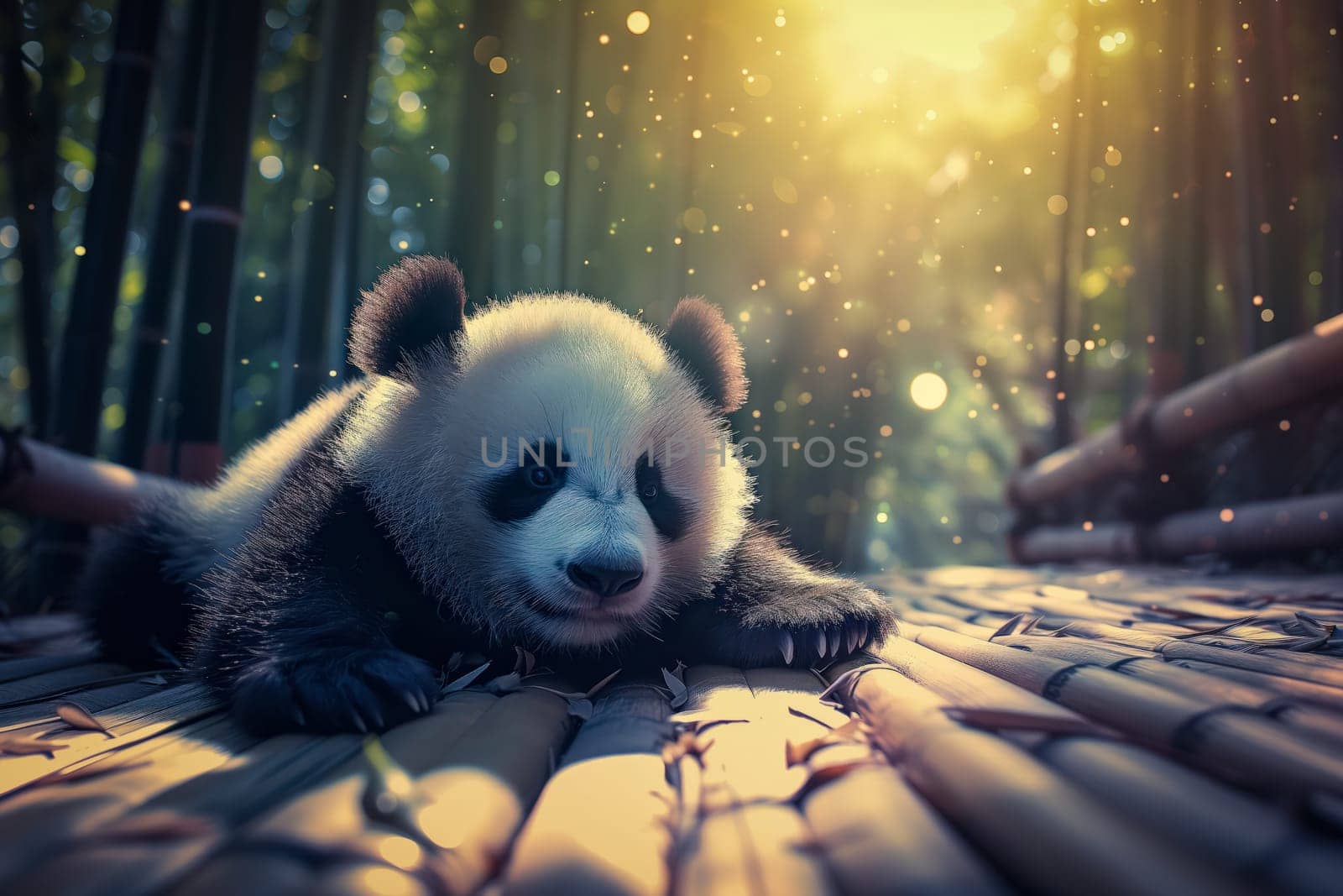 Adorable Panda Cub in a Bamboo Grove by dimol