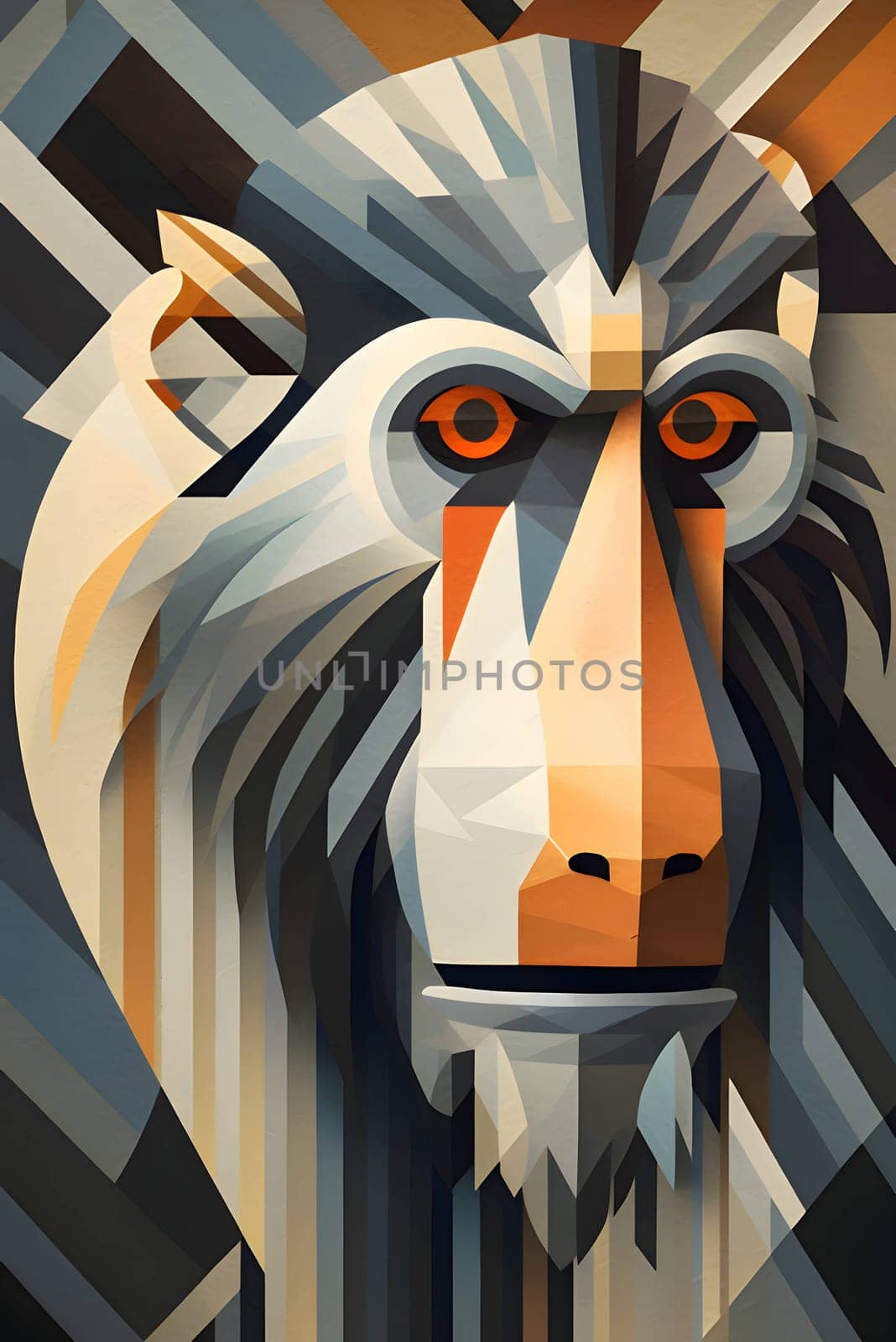 Abstract illustration: lion head in abstract background, vector illustration, eps10