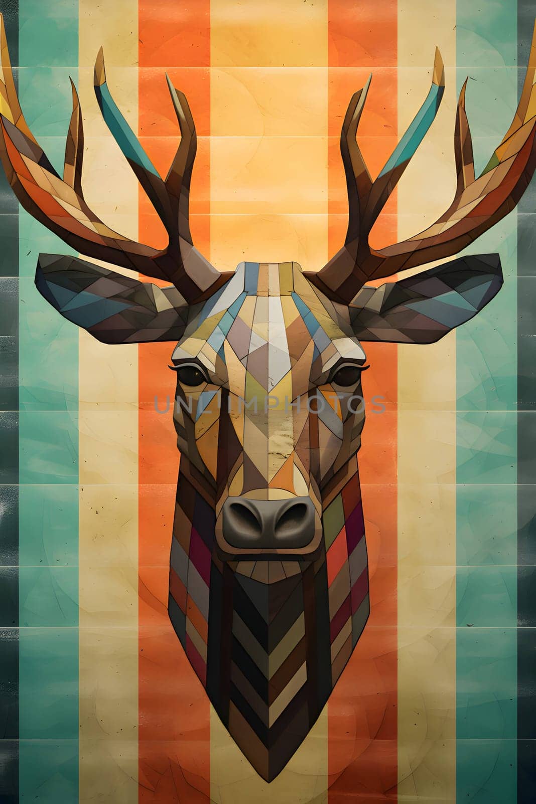 Abstract illustration: Retro hipster poster with head of deer. Vector illustration.