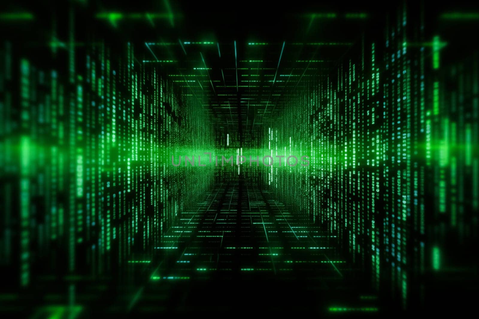 Dynamic Digital Data Stream - Abstract Green Computer Background by dimol