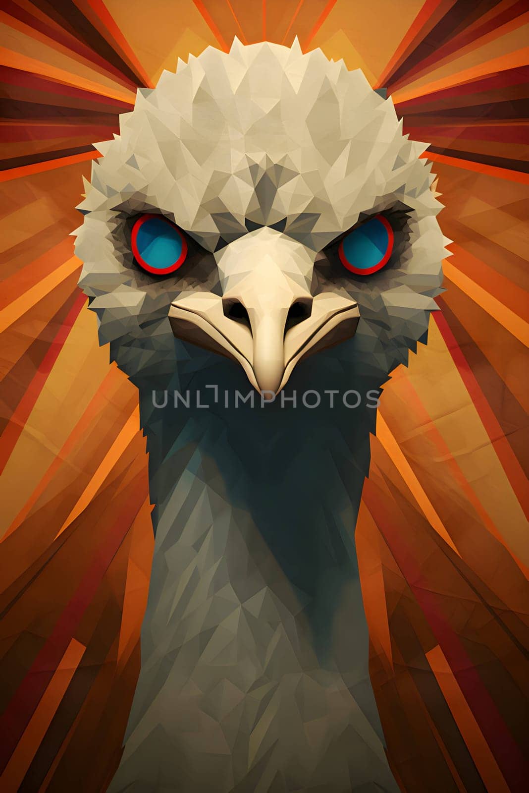 Abstract illustration: Eagle head with blue eyes on abstract background. Vector illustration.