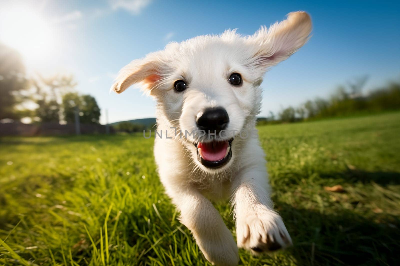 Joyful Puppy Playing Outdoors in Sunny Weather by dimol