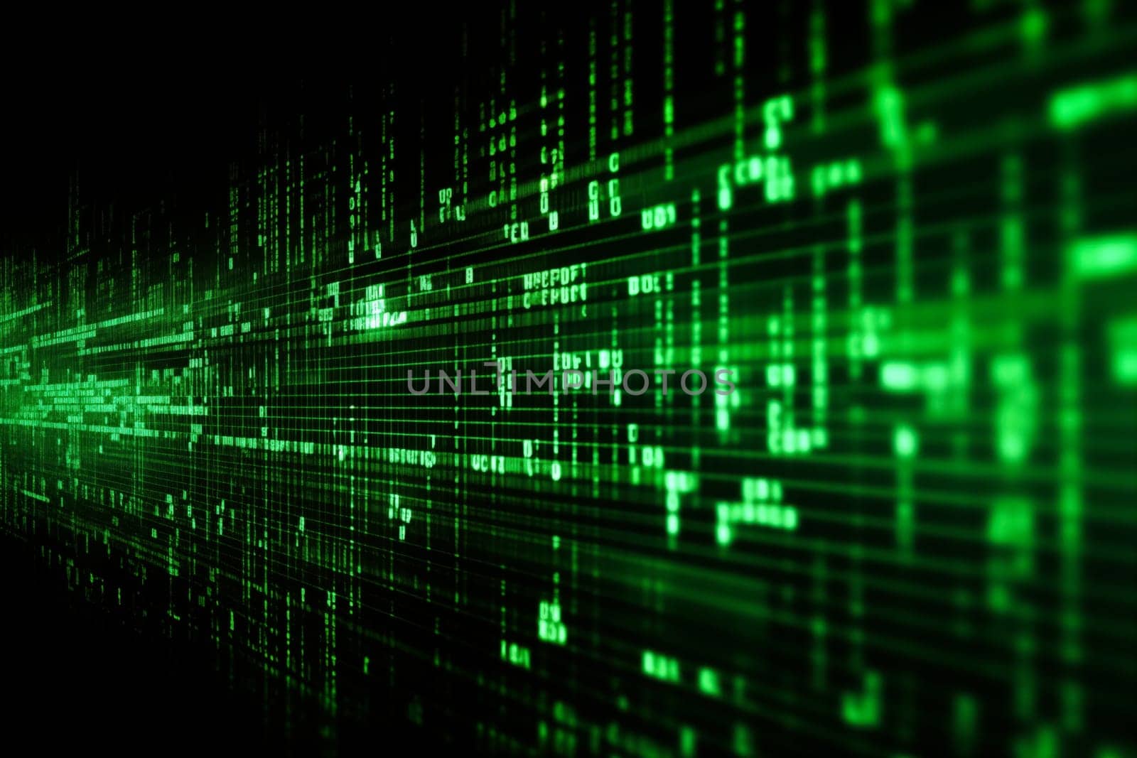 Dynamic Digital Data Stream - Abstract Green Computer Background by dimol