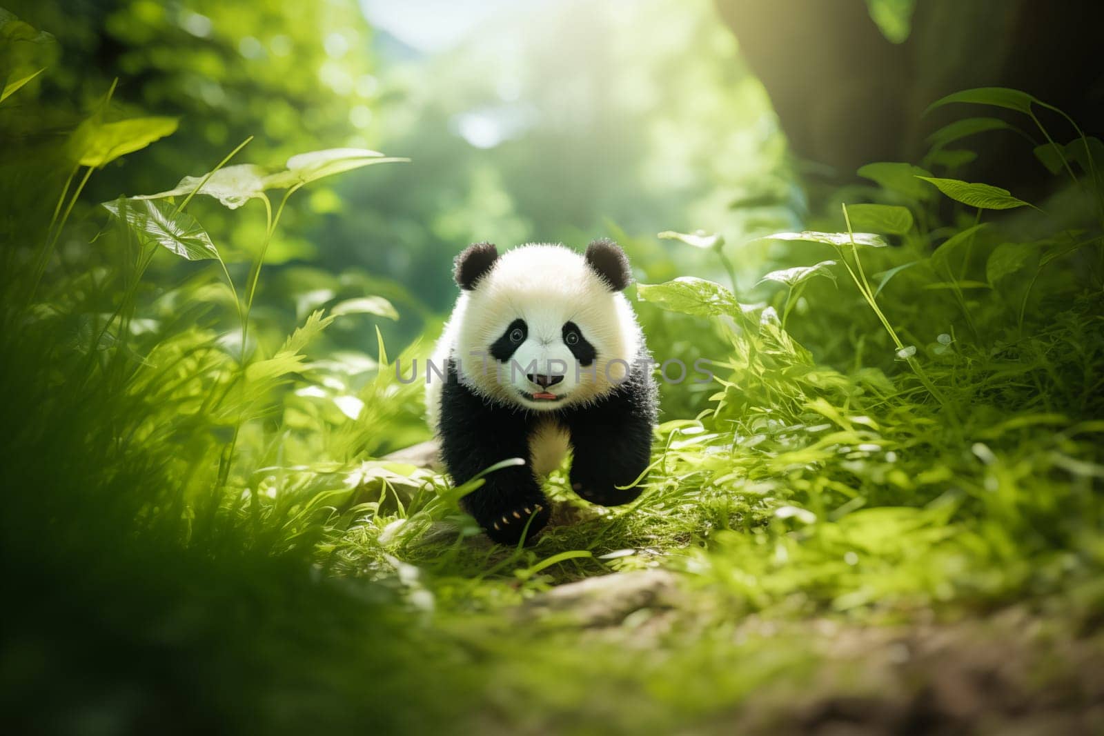 Adorable Panda Cub in a Bamboo Grove by dimol