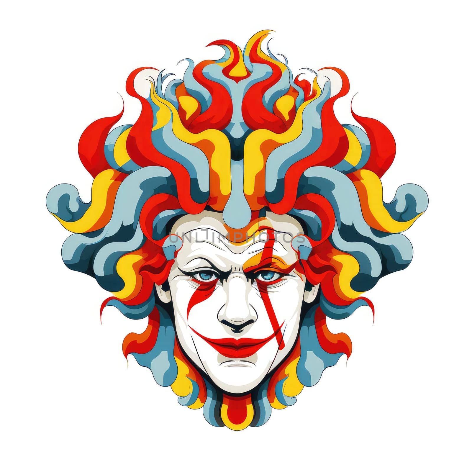 Abstract image of a clown in bright vector pop art style by palinchak