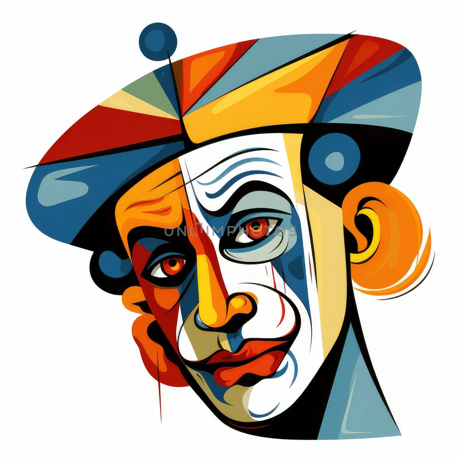 Abstract image of a clown in bright vector pop art style by palinchak