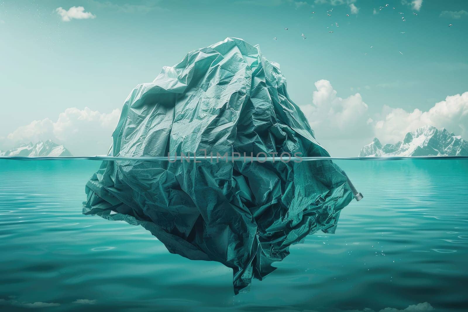 Plastic pollution in the ocean, Stop ocean plastic pollution, Save our ocean, Banner background.