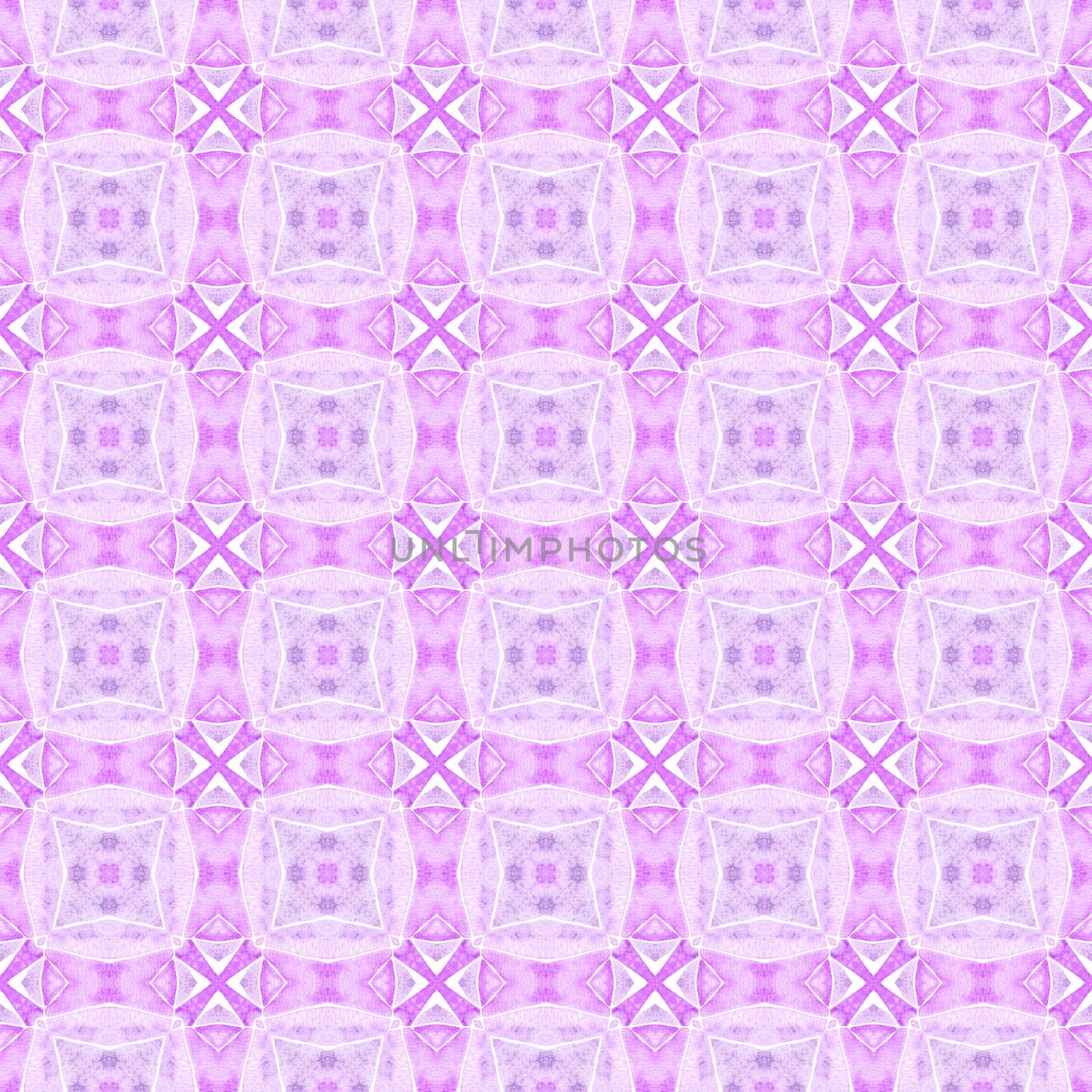 Textile ready quaint print, swimwear fabric, wallpaper, wrapping. Purple tempting boho chic summer design. Green geometric chevron watercolor border. Chevron watercolor pattern.