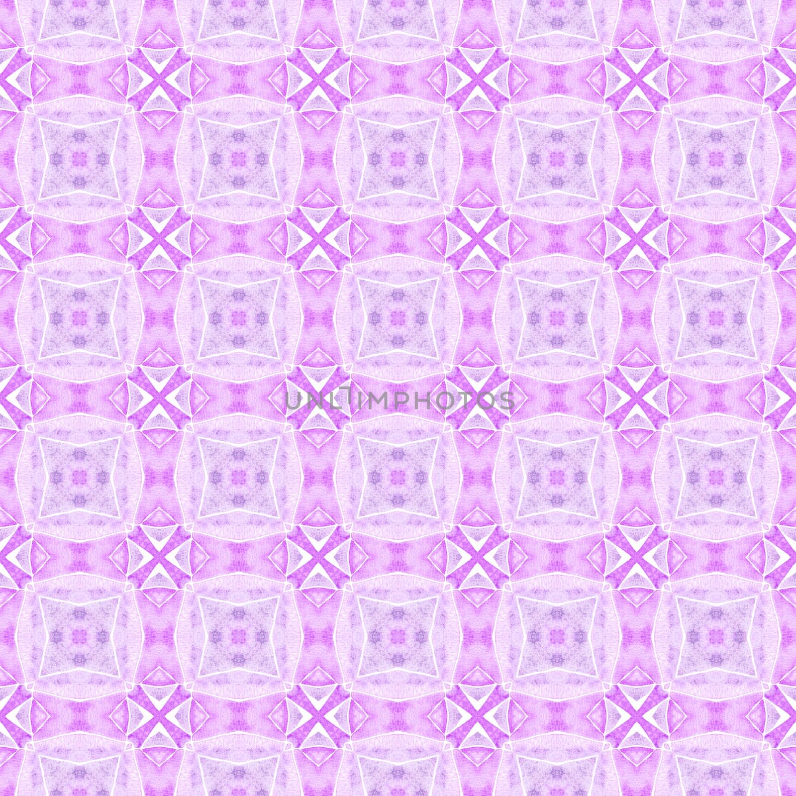 Textile ready quaint print, swimwear fabric, wallpaper, wrapping. Purple tempting boho chic summer design. Green geometric chevron watercolor border. Chevron watercolor pattern.