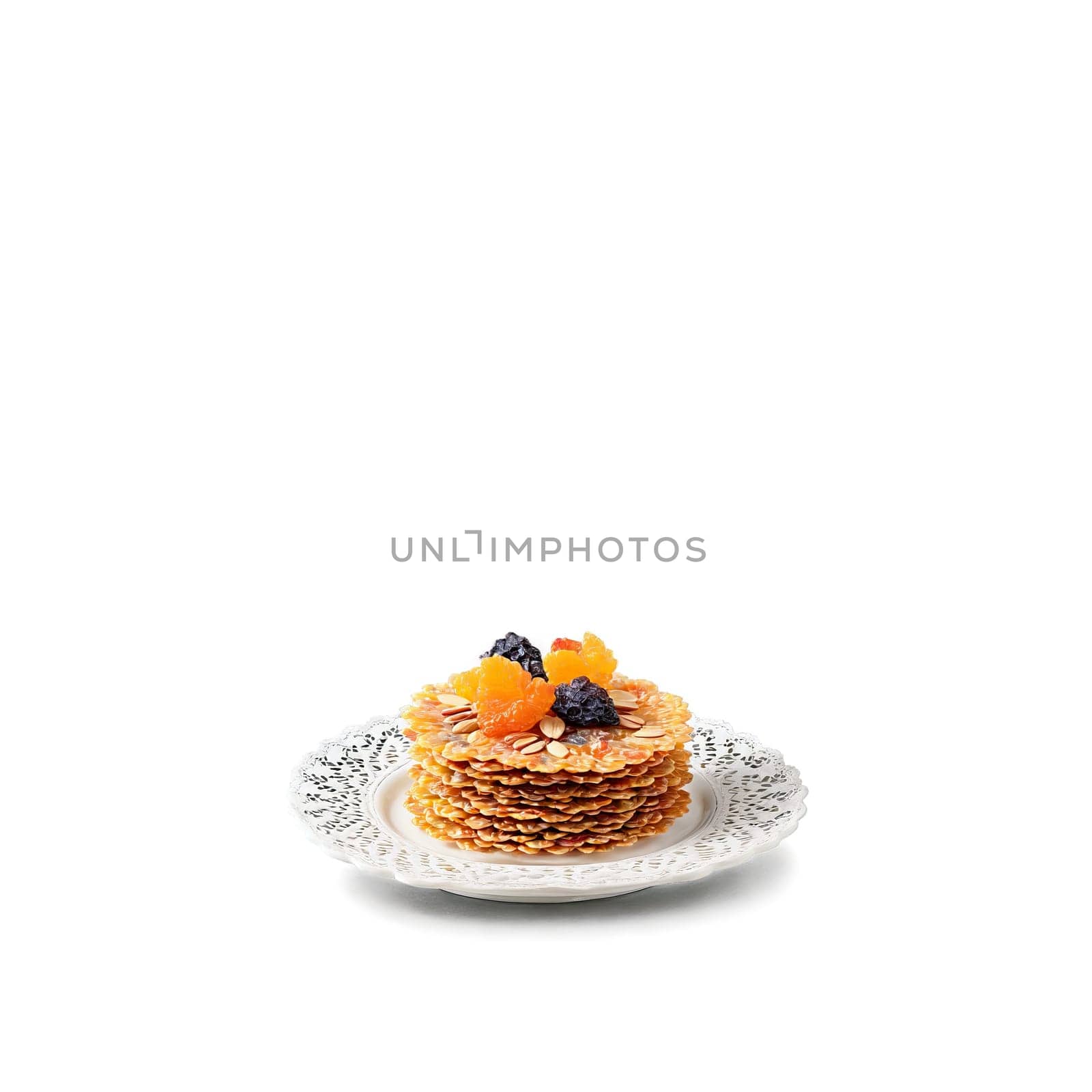 Florentines with almond and candied fruit in lace like pattern Food and culinary concept by panophotograph