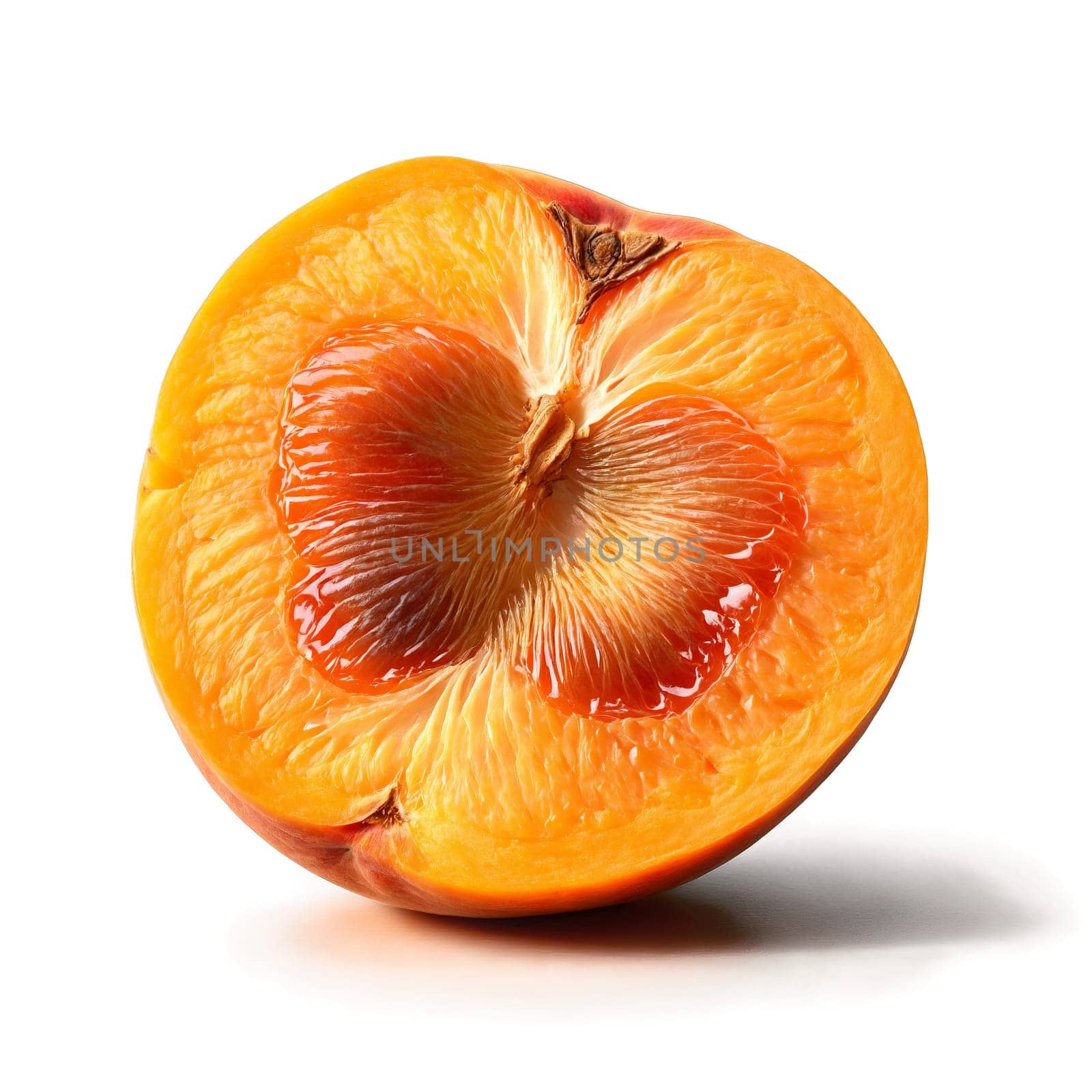 Apricot with sliced half and pit exposed in orange flesh Food and culinary concept by panophotograph