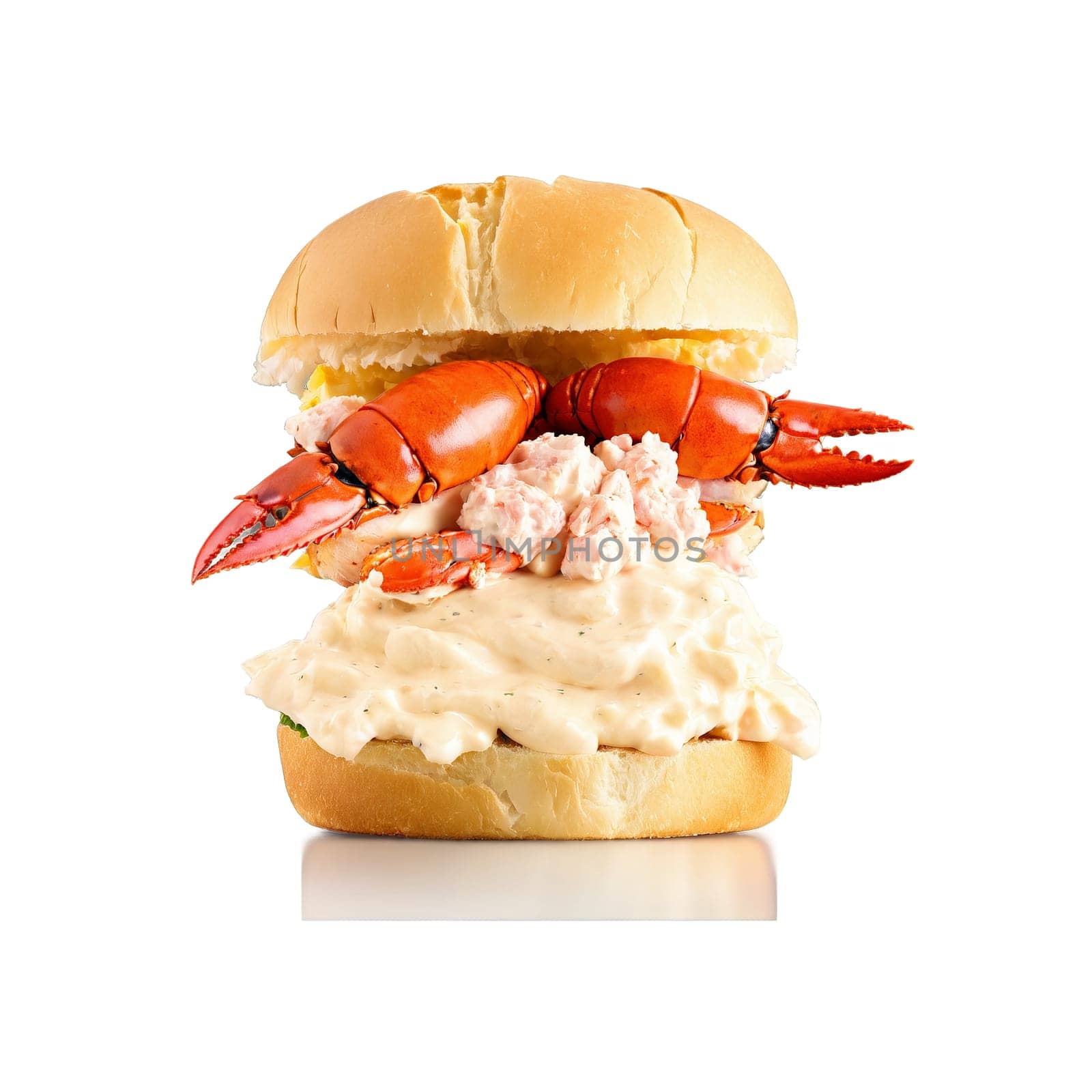Lobster roll tender lobster meat mixed with mayo and served on a buttery toasted bun by panophotograph