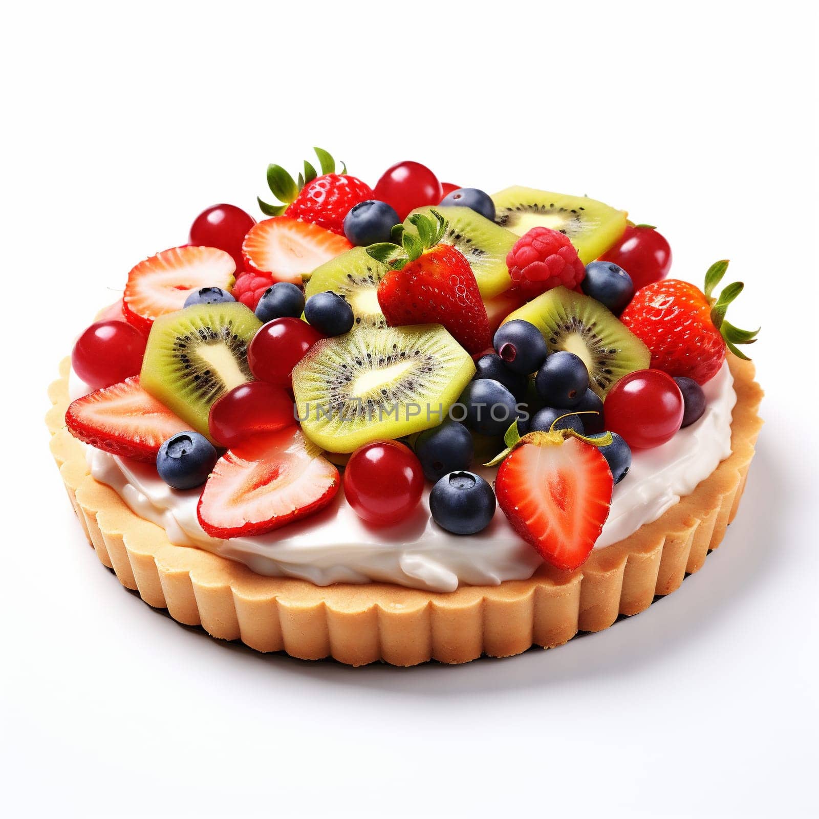 Tasty Fruit Pie on White Background. by Rina_Dozornaya