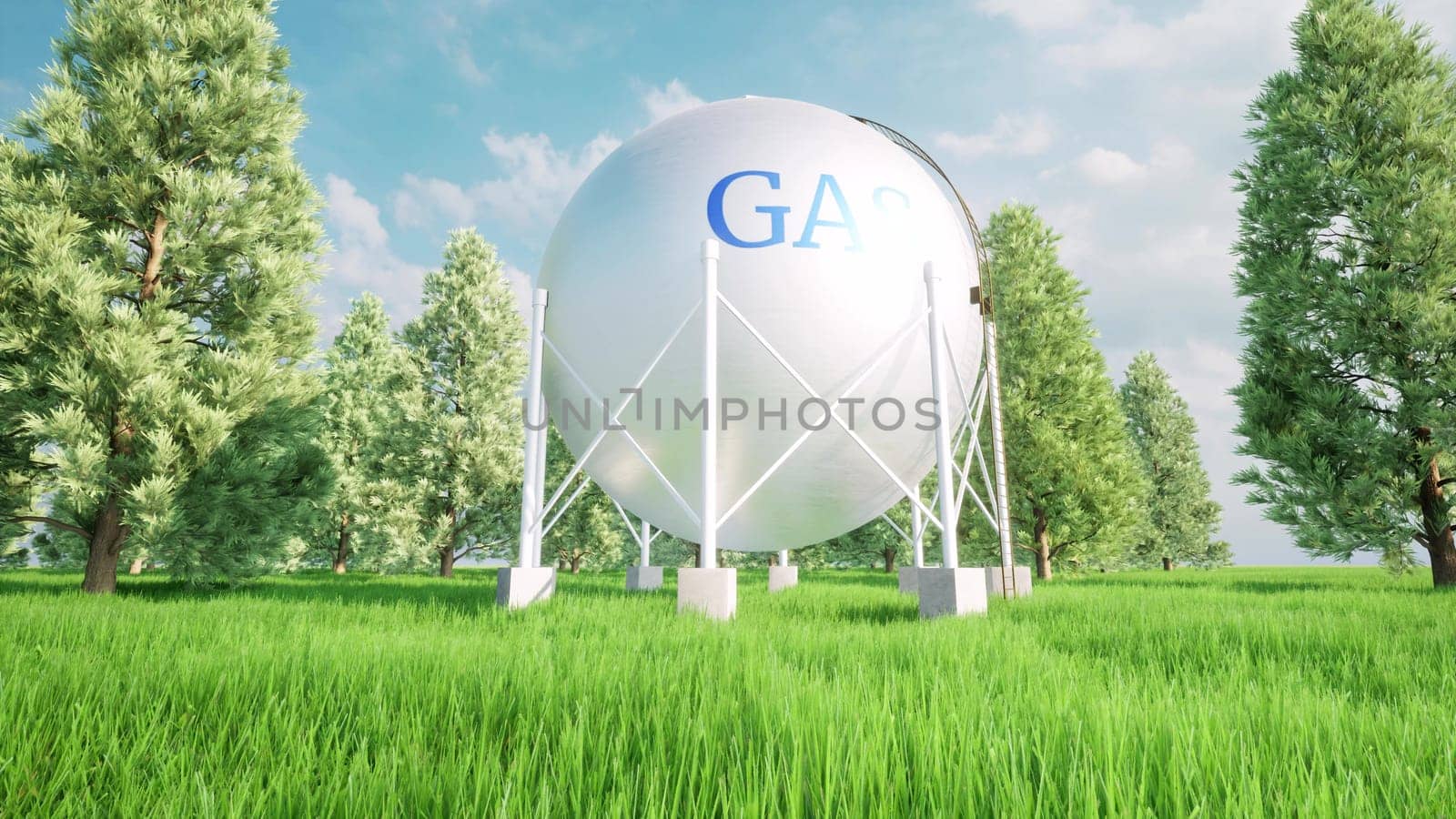 Spherical gas station Natural oil tank 3d render by Zozulinskyi