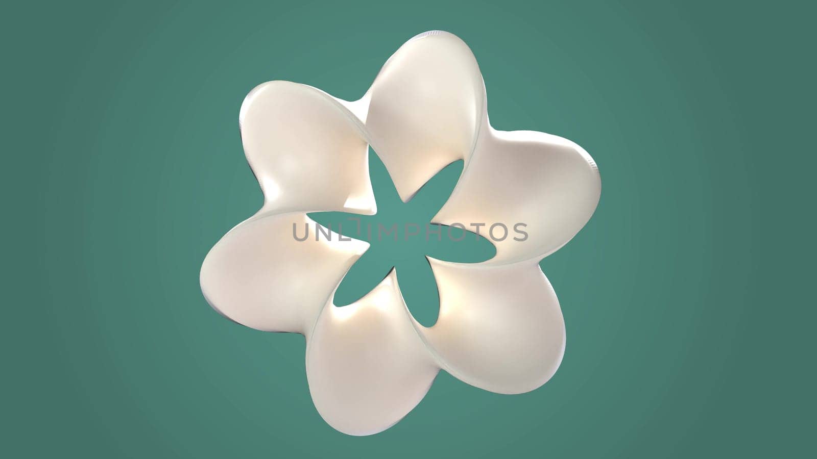 Abstract 3d shape star against green gradient back 3d render