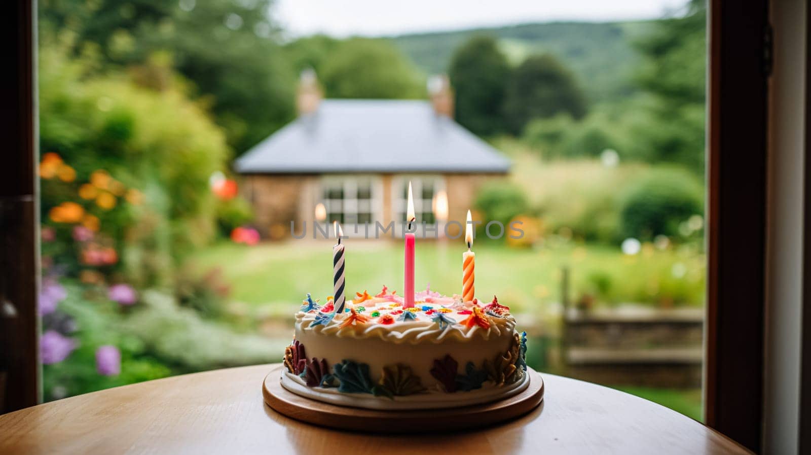 Homemade birthday cake in the English countryside house, cottage kitchen food and holiday baking recipe by Anneleven