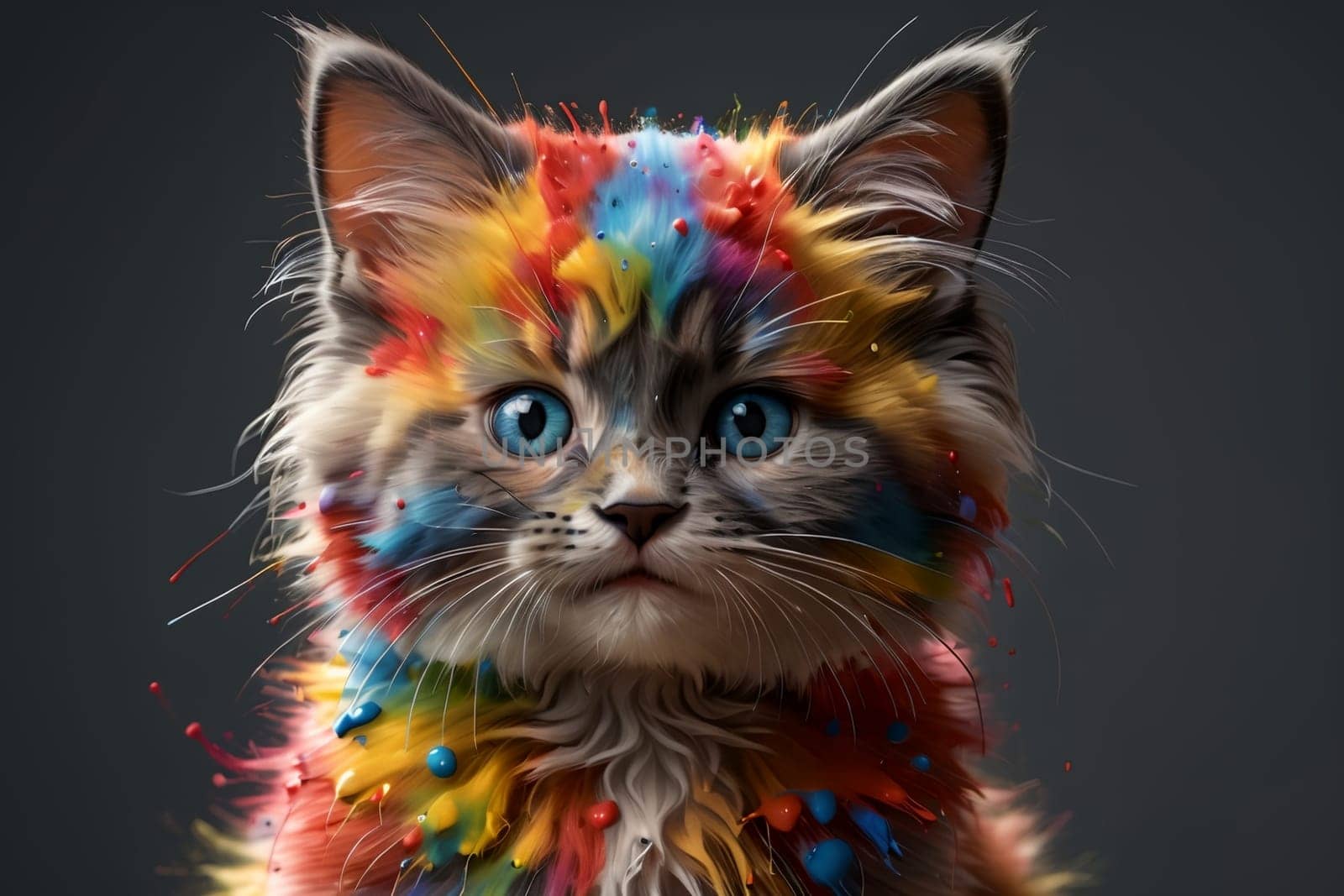 cute kitten with a brush, artist .
