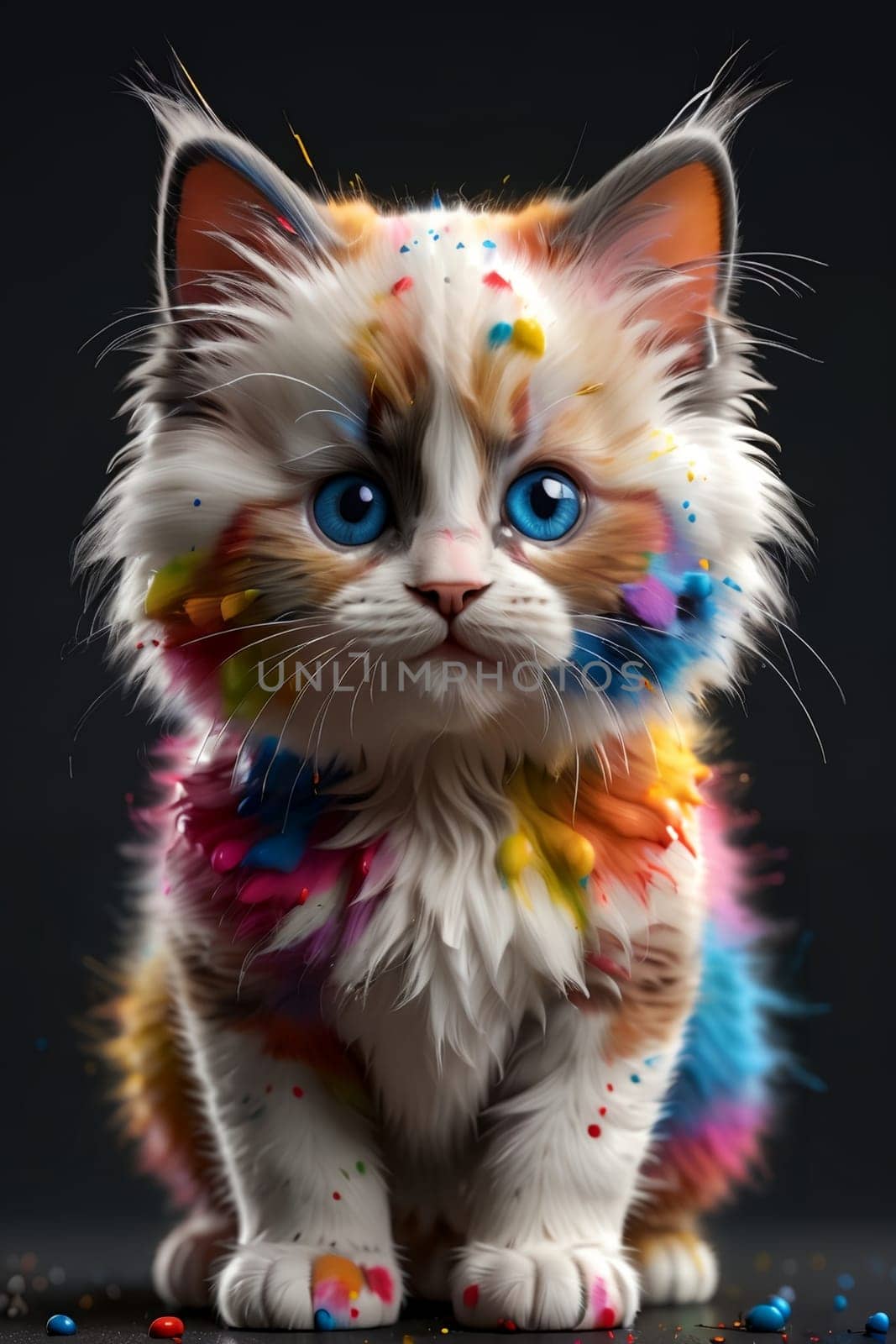 cute kitten with a brush, artist .