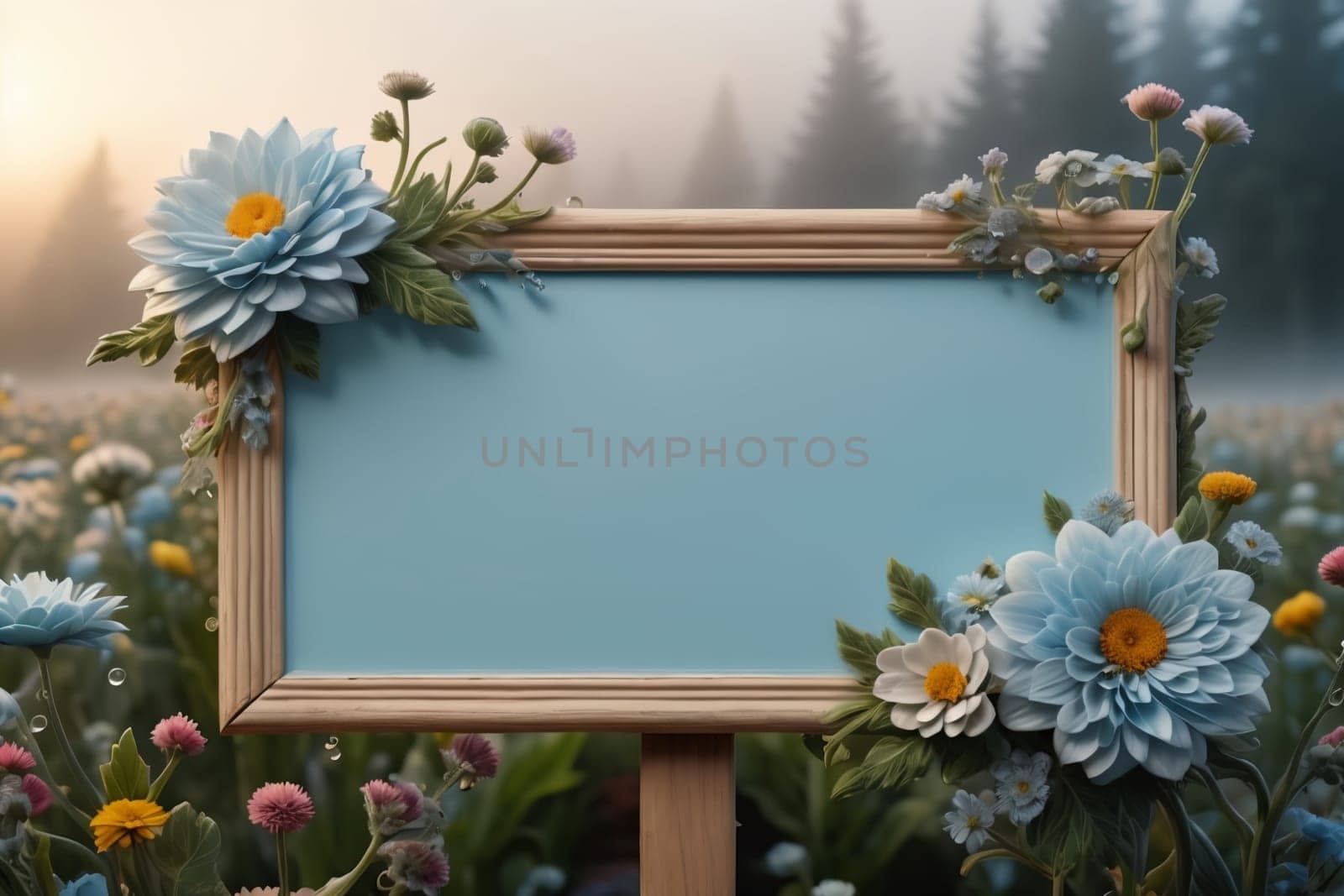 beautiful abstract background with bright flowers. AI generated image.