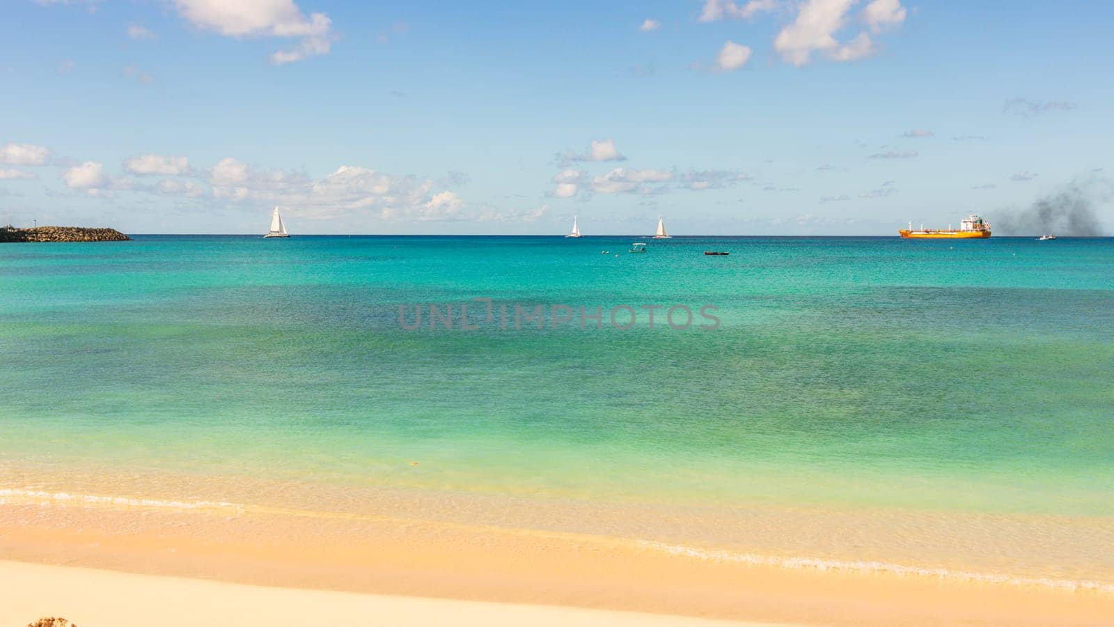 Barbados Island's Sandy Paradise Beach, Caribbean Island